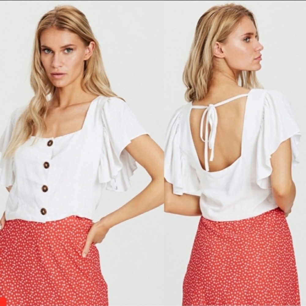Charlie Hoilday Bayview Button Front Crop Top